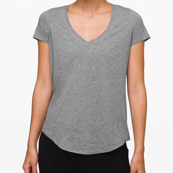 Lululemon Love Tee V - 6 Heathered Core Medium Grey - Picture 1 of 5